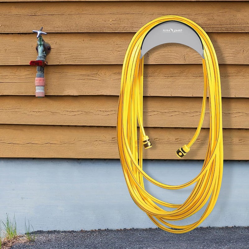 FLORA GUARD Garden Hose Holder, Heavy-Duty Metal Hose Hanger, Holds Up to 125 ft, Gaeden Hose Wall Mount for Outdoor Patio, Rust and Slip Resistant (Gray) - Image 5